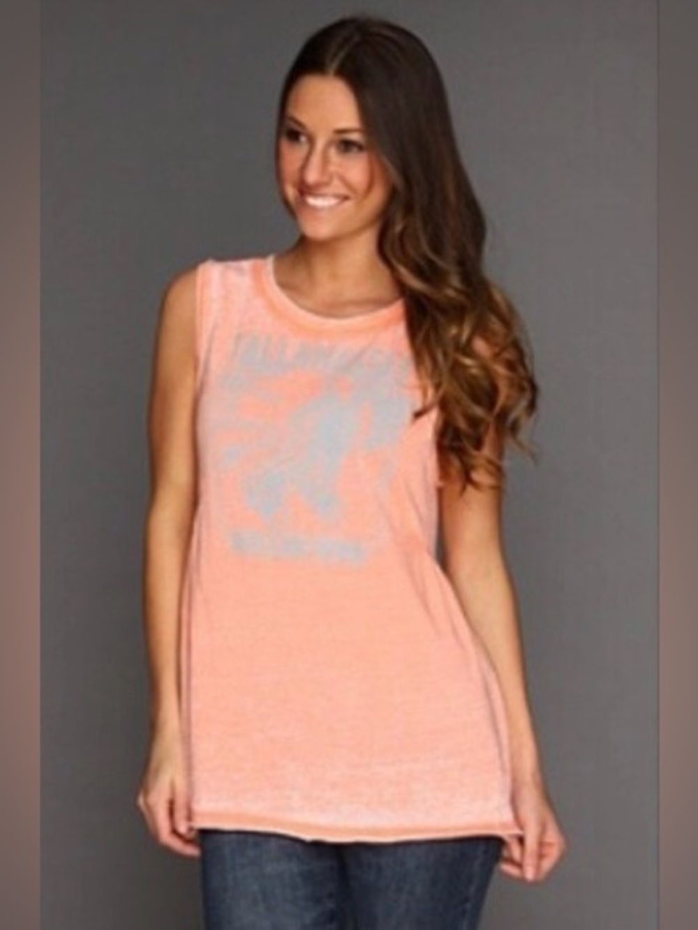 Free People | Women’s Peach/Orange Boy Meet Girl Roller Skate Graphic Tank Top M